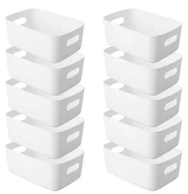 Aufbewahrungsbox Kunststoff 30x20x12 cm, 10er-Set, Weiß