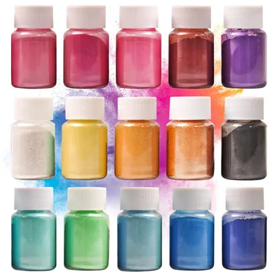 Mica-Pulver 15 Farben für Epoxidharz, Seife, Kerzen, Kosmetik