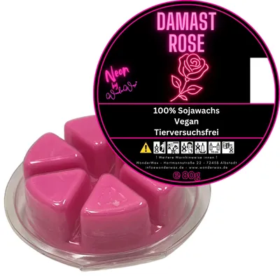 Produktbild von WonderWax Duftwachs Wax Melts für Duftlampe, 6 Ecken Neon Duftmelt Wachsmelt Sojawachs Duftwachs Kreis für Raumdüfte, Wachs Duftöl Winter Indoor Schmelzen für Aromalampe Damastrose