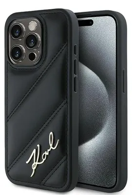 Obrázok produktu pre Puzdro pre Apple iPhone 15 Pro - Zadný kryt Karl Lagerfeld Diagonal Quilted Script - Čierne