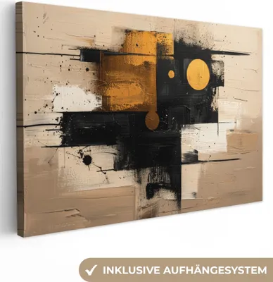 Obrázek produktu pro OneMillionCanvasses® - Obrazy na plátně - abstraktní - černá - zlatá - moderní, nástěnné umění, nástěnné dekorace Obývací pokoj, 120x80cm