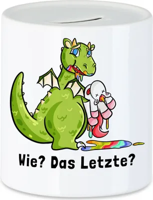 Produktbild von Wie? Das letzte? Tasse Drache frisst Einhorn Lustig Sarkasmus Spardose