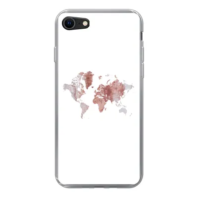 Produktbild von MuchoWow® Handyhülle Schutzhülle Hülle für iPhone 8 Weltkarte - Rosa - Farbe Silikon Softcase Handy Hülle - Schutzhaube