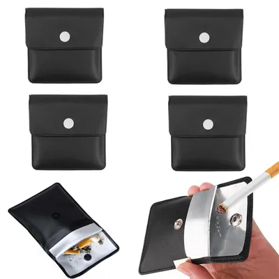 Image de Cendrier de poche - Cendrier portable - 8 x 8 cm - PVC - Noir - Pour voyage et outdoor