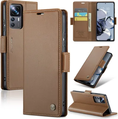 Obrázek produktu pro Pouzdro Xiaomi 12T Pro, kožené peněženkové pouzdro na karty, ochranný kryt se stojánkem pro Xiaomi 12T / 12T Pro / Redmi K50 Ultra Brown
