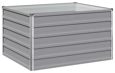 Productafbeelding van Verhoogde tuinbak voor in de tuin, grijs, 100 x 80 x 55 cm, gemaakt van verzinkt staal