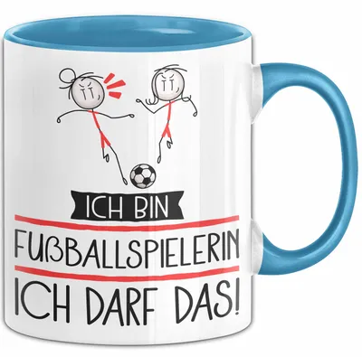 Produktbild von Geschenk für Fußballspielerin Tasse Lustige Geschenkidee Geburtstag Ich Bin Fußballspielerin Ich Darf Das (Blau)