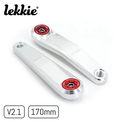 Immagine prodotto di windmeile | Lekkie Buzz Bars Pedalarme, Left Offset Square Drive 170 mm, V3.1, argento e rosso, pedivelle per Bafang BBS01/02/HD, e-bike, pedelec
