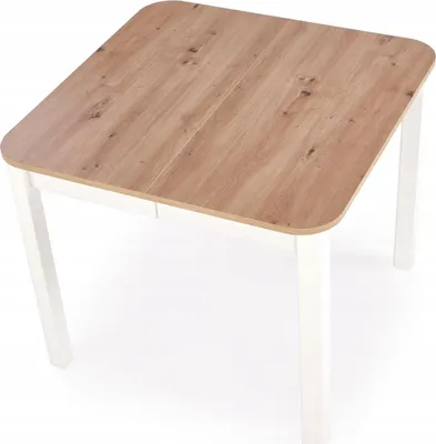 Produktbild von Esstisch Ausziehbar - 90-130 cm Lange - Braun - Quadratisch - Für 4–6 Personen - Küchentisch - Weiße Tischbeine