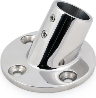 Produktbild von Relingfuß Grundplatte 60° geneigt für 25 mm Rohr, Edelstahl rostfrei, zur Montage von Reling, Handlauf Bimini