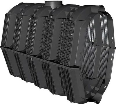 A black plastic rainwater infiltration tunnel system.