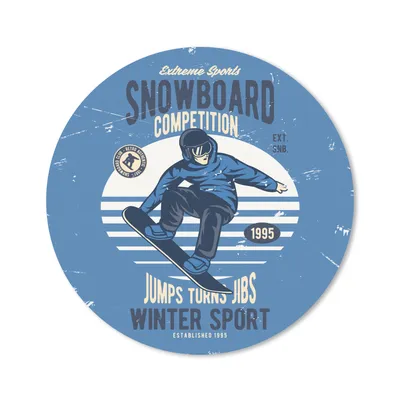 Produktbild von MuchoWow® Mauspad Mousepad Snowboard - Wintersport - Retro 30x30 cm - Mousepads - Maus Mat - Pad - Mausunterlage - Tischunterlage - Schreibtischmatten