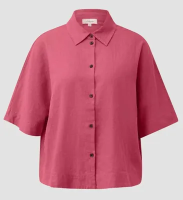 Produktbild von s.Oliver Damen Bluse Kurzarm Hemdkragen Leinenmix Relaxed Fit Lila/Pink Gr. 38