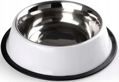 Zdjęcie produktu dla Miska dla psa kota aluminiowa 0,4l antypoślizgowa biała srebrna