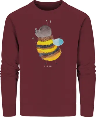 Produktbild von Mr. & Mrs. Panda Baumwoll Pullover Hummel flauschig Größe XL - Burgundy - Geschenk, Pulli, Lustige Sprüche, Biene, Natur, Sweatshirt, Sweater, Blume, Bio, Bio-Pullover