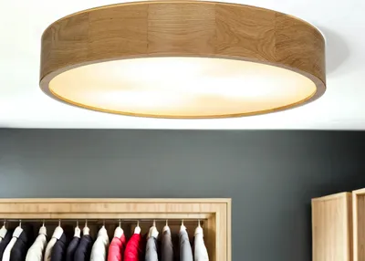 Produktbild von Deckenleuchte rund Ø 47 cm E27 Natur Holz Modern Deckenlampe