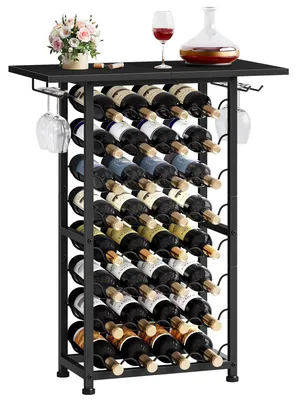 Weinregal für 24 Flaschen, Bodenstehend, Schwarz, 81x60x29 cm