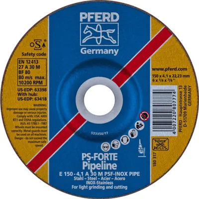 Produktbild von Schruppscheibe E 150-4.1 A 30 M PSF-INOX-PIPE/22.23 VPE: 10