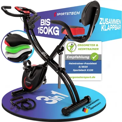 Produktbild von Sportstech X150 Heimtrainer 3in1 Ergometer Fahrrad klappbar