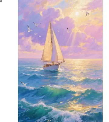 Diamantgemälde 5D, Segelschiff, 40x50 cm, Malen nach Zahlen für Erwachsene