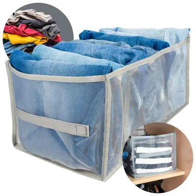 Obrázek produktu pro Sillar Organizér do skříně se 7 přihrádkami 36x25x20 cm – Organizér na oblečení pro džíny, trička, spodní prádlo a zásuvky