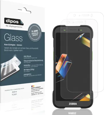 Produktbild von 2x Schutzfolie für Zebra TC501 matt - Anti-Shock 9H Folie dipos Glass Kunststoffglas