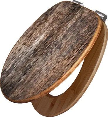 Produktbild von banjado Design WC Sitz Bambus Absenkautomatik -Altes Holz - Toilettendeckel mit Absenkautomatik Holz/hochwertiger Bambus Klodeckel/WC-Sitz für alle gängigen Toiletten [TDB2 10633]