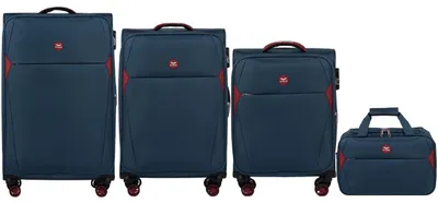 Zestaw 3 walizek DIPPER + torba podręczna Wings BLUE – zdjęcie produktu