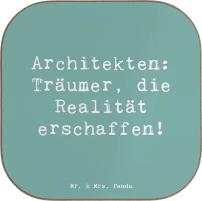 Produktbild von Mr. & Mrs. Panda Untersetzer für Gläser Spruch Architekt Träumer - Meeresbrise - Geschenk, Architekten, Design, kreative Geschenke, Tischuntersetzer, Beruf, funktional