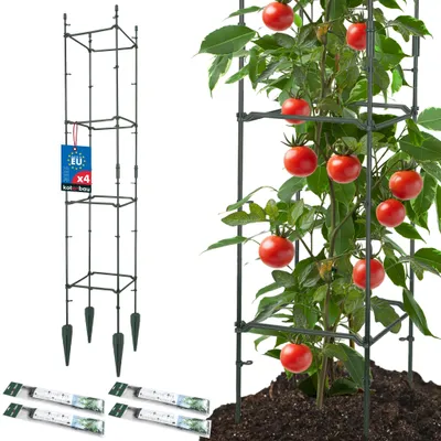 Image de KOTARBAU® Lot de 4 tuteurs modulaires 21 x 21 x 120 cm, tuteurs carrés en plastique pour plantes grimpantes et légumes, brise-vue pour le jardin