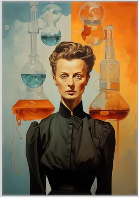 Produktbild von Wallario Wandbild Visionäre Chemikerin, Größe: 70,30 x 100,30 cm, Poster mit weißem Kunststoffrahmen