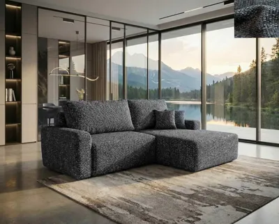 Obrázok produktu pre Rohová pohovka NORDELO SAVONA s rozkladacou funkciou, úložným priestorom a poťahom HAGA 19, pohodlná sedacia súprava 260 x 170 cm