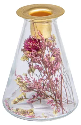 Produktbild von Rayher Glasvase mit Trockenblumen, 12,5 cm hoch, Kerzenhalter, 46697000