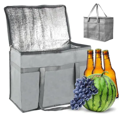 Kühltasche, klappbar, groß, 41x23x33 cm, Isoliertasche, grau