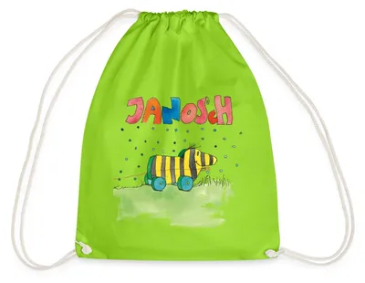 Produktbild von Spreadshirt Janosch Tigerente Schriftzug Turnbeutel, One size, Neongrün