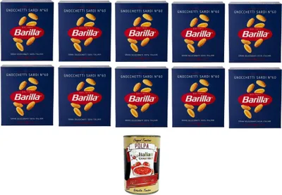 Produktbild von Barilla, I Classici, Pasta Gnocchetti Sardi N.60 100% italienischer Weizen 10x500gr + Italian Gourmet polpa 400g