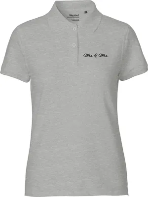 Produktbild von Huuraa Damen Polo Shirt Mrs. & Mrs. Schriftzug XXL Sport Grey Bio Baumwolle Fairtrade Poloshirt Geschenkidee