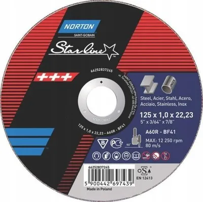 Obrázok produktu pre Norton Rezací kotúč na kov inox 125 x 1,0 x 22,2 mm