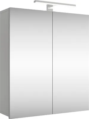 Produktbild von Planetmöbel Merkur Spiegelschrank Bad 60 cm breit Badschrank hängend mit Spiegel, weißgrau, mit LED-Leuchte chrom