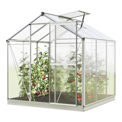 A greenhouse with tomato plants inside, shown on a white background.