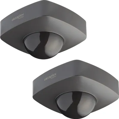 Produktbild von 2x Oktaplex Präsenzmelder 360° IP65 Aufputz Decken Bewegungsmelder Außen & Innen 230V anthrazit