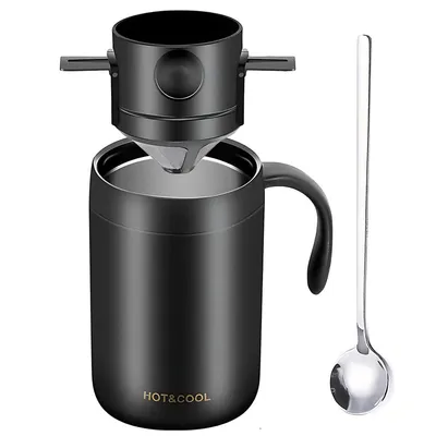Produktbild von Manueller Pour-Over Kaffeebereiter mit Edelstahlbecher, ideal für Camping und unterwegs