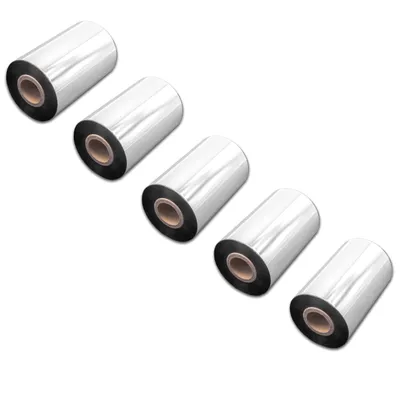 Produktbild von vhbw 5x Thermotransfer-Band kompatibel mit TSC TTP-384M, TTP-366M, TTP-368MT Drucker Etikettendrucker, Wischfest, 100 mm x 300 m, Wachs Harz Schwarz