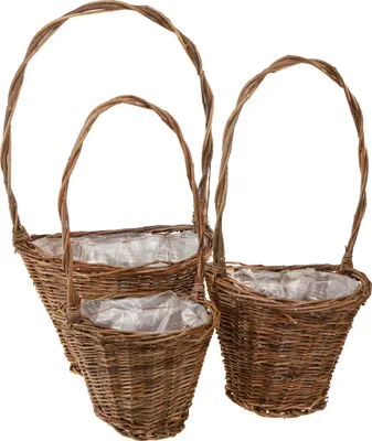 Produktbild von Blumenkorb Weide Set 3er mit Henkel naturbelassen