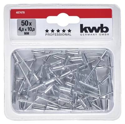 Obrázok produktu pre kwb 407470 Slepý nit (Ø x D) 4 mm x 10 mm hliník hliník hliník 50 ks