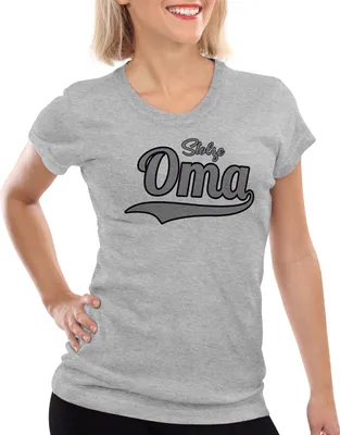 Produktbild von style3 Stolze Oma Damen T-Shirt Großmutter Fun Funshirt Spruch Spruchshirt, Farbe:Grau meliert, Größe:S