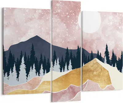 Produktbild von Bild auf Leinwand - Leinwandbild - 3 Teile - Grafik Modern Landschaft - 95x80cm - Wand Bild - Wanddeko - Wandbilder - Leinwanddruck - Bilder - Wanddekoration - Leinwand bilder - CB95x80-4832