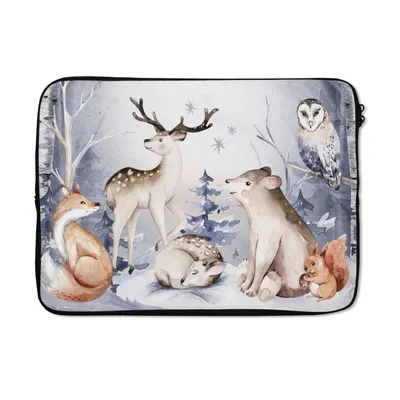 Produktbild von MuchoWow® Laptop Hülle 14 ZollWinter - Tiere - Schnee Laptoptasche - Laptoptasche - Stoßsicher - Schutzhaube