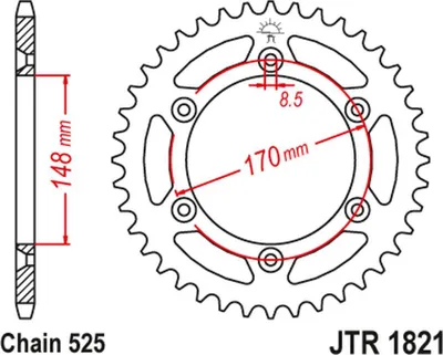 Obrázek produktu pro JT řetězové kolo 47T 525 JTR1821.47