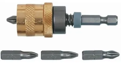 Productafbeelding van 5-delige bithouder set, 1/4", magnetisch – 65 mm. Gipsplaatbithouder met PH2 en PZ2 bits